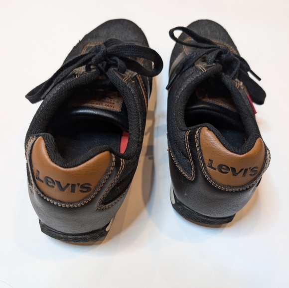 Levi’s Men’s Size 10.5 Lace-up Dark Denim & Caramel Brown Leather Shoe - Picture 3 of 6